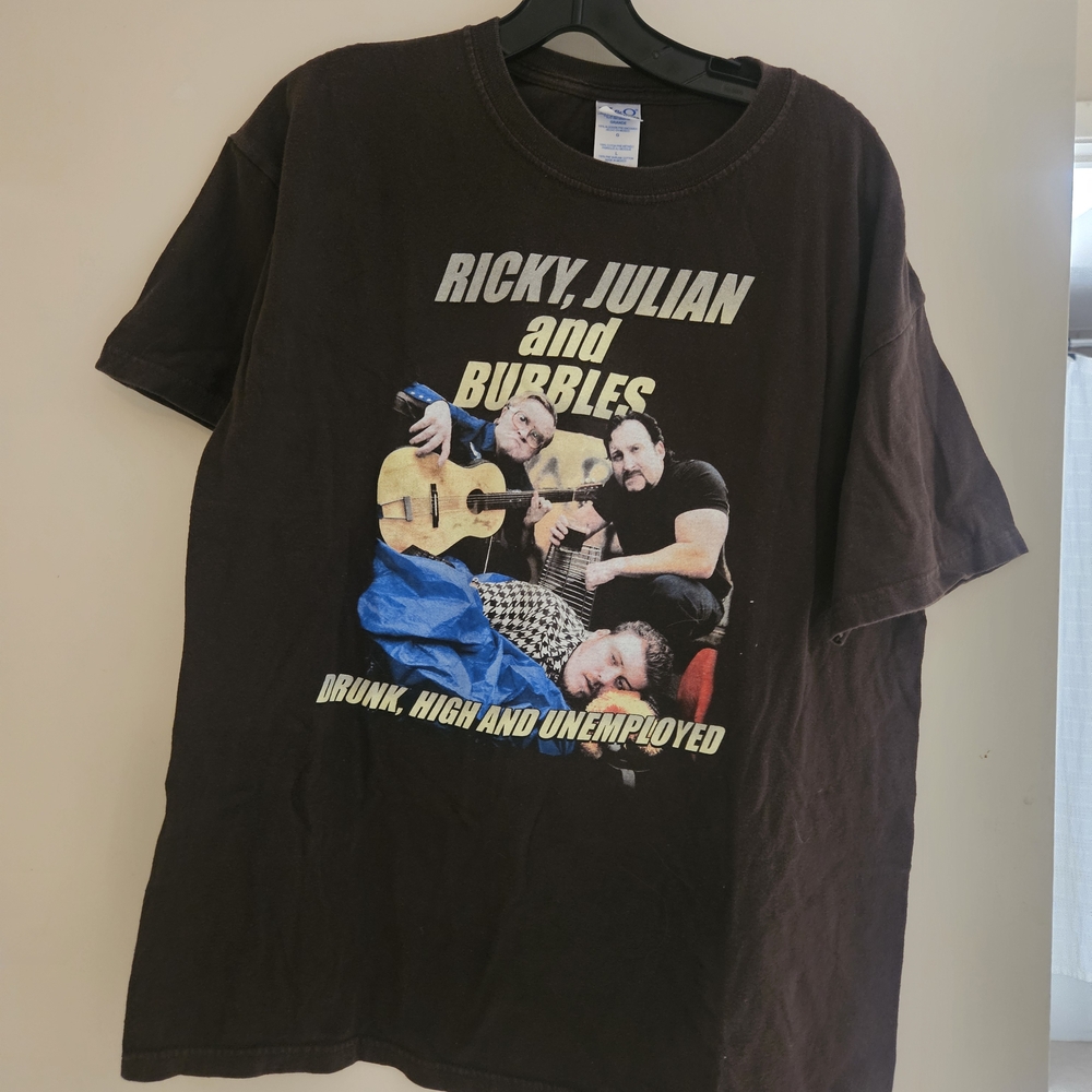 Brown Graphic T-Shirt with Band Print